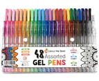 Gel Pens - 48 Assorted Colours in Homeschooling Value Pack, Includes 10 Brights, 14 Pastels & 24 Glitter Colours for Arts & Crafts