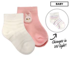 Playette Baby Girls' UV Yarn Colour Changing Socks 2-Pack - Pink/White