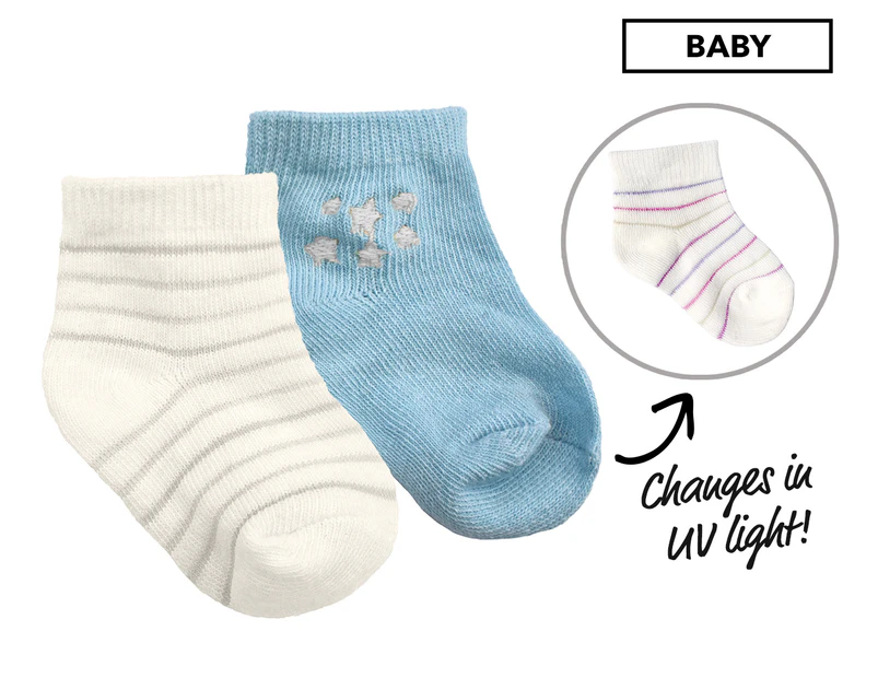 Playette Baby Boys' UV Yarn Colour Changing Socks 2-Pack - Blue/White