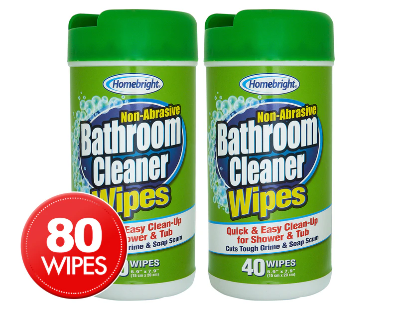 2 x 40pk Homebright Bathroom Cleaner Wipes