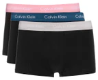 Calvin Klein Men's Cotton Stretch Trunks 3-Pack - Black/Wet Weather/Pink/Grey