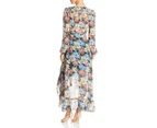 WAYF Womens Only You Wrap Sheer Midnight Floral Maxi Dress