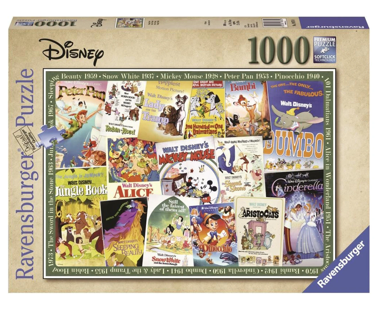 Ravensburger 1000-Piece Disney Vintage Movie Posters Jigsaw Puzzle