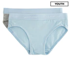 Calvin Klein Girls' Monogram Bikini Briefs 2-Pack - Heather Grey/Blue