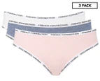 French Connection Women's Logo Bikini Briefs 3-Pack - White/Blue/Pink