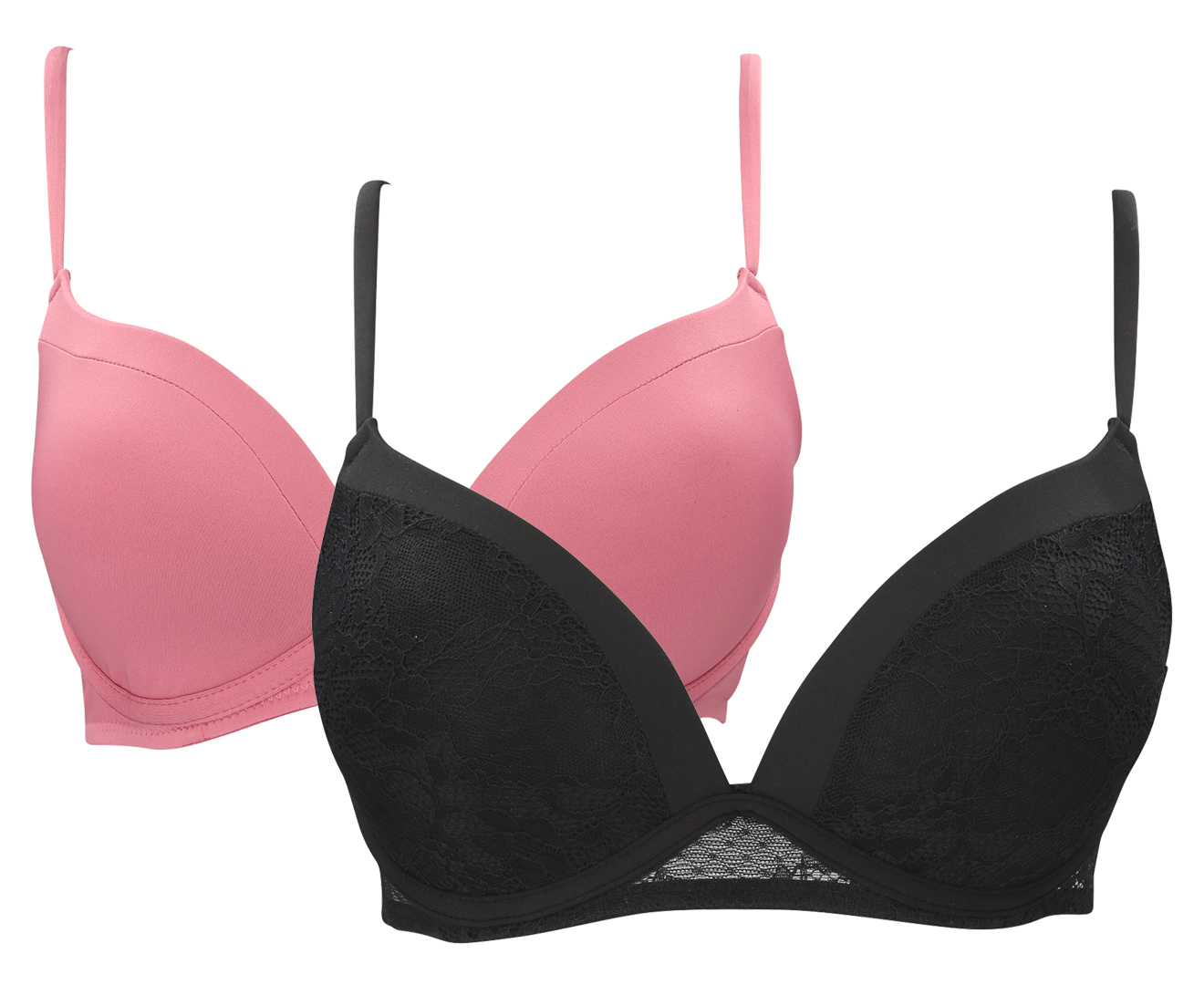 French Connection Women's Lace Wirefree Bra 2-Pack - Black/Pink | Catch ...