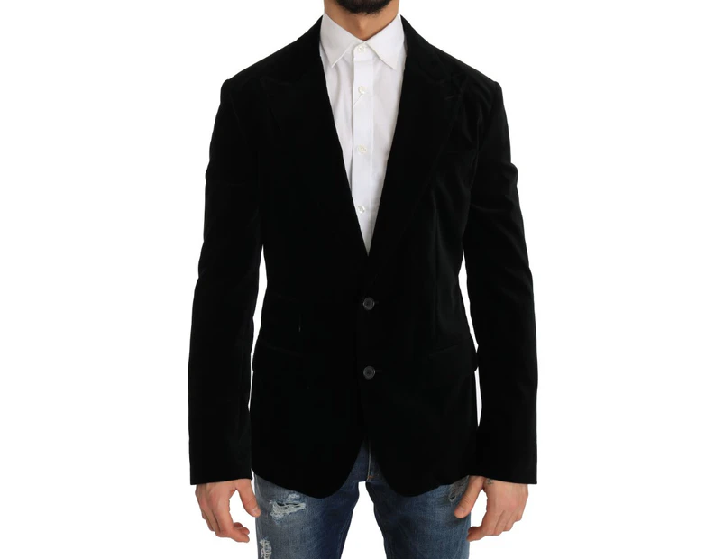 Dolce & Gabbana Black Velvet Single Breasted Blazer Men Clothing Blazers