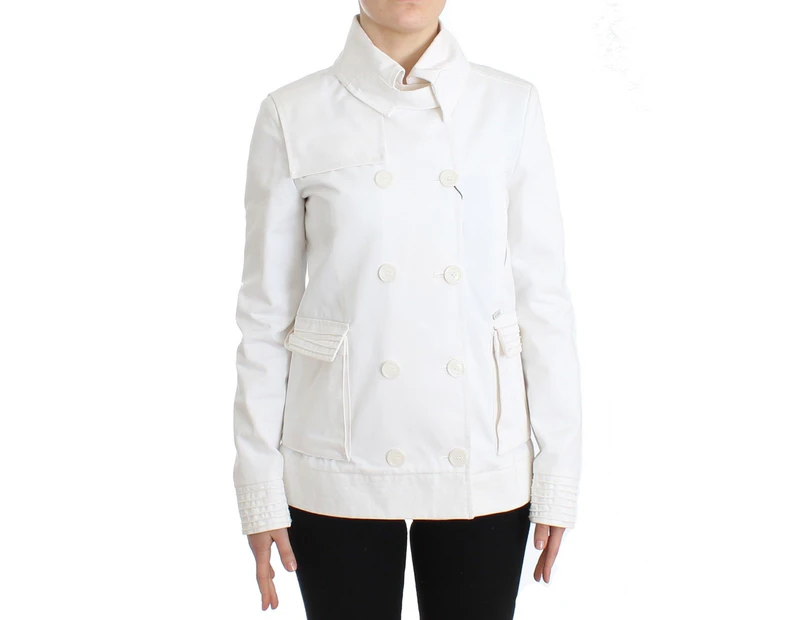 GF Ferre White Double Breasted Jacket Coat Blazer Women Clothing Jackets & Coats