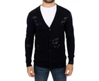 Karl Lagerfeld Blue Wool Cardigan Sweater
