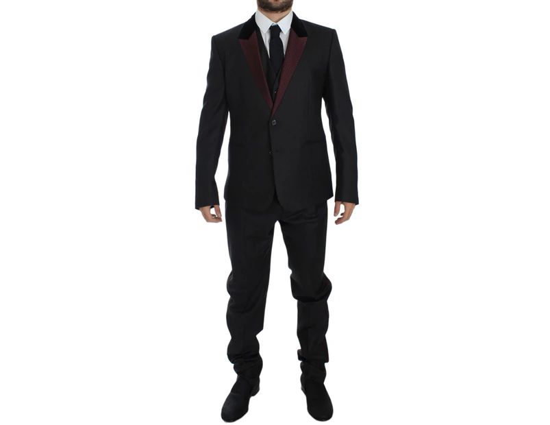 Dolce & Gabbana Gray 3 Piece Slim Fit Suit Tuxedo Smoking