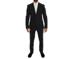 Dolce & Gabbana Black Wool Polka Dot Martini Slim Fit Suit