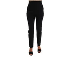 Dolce & Gabbana Black Floral Brocade High Waist Pants Women Clothing Jeans & Pants