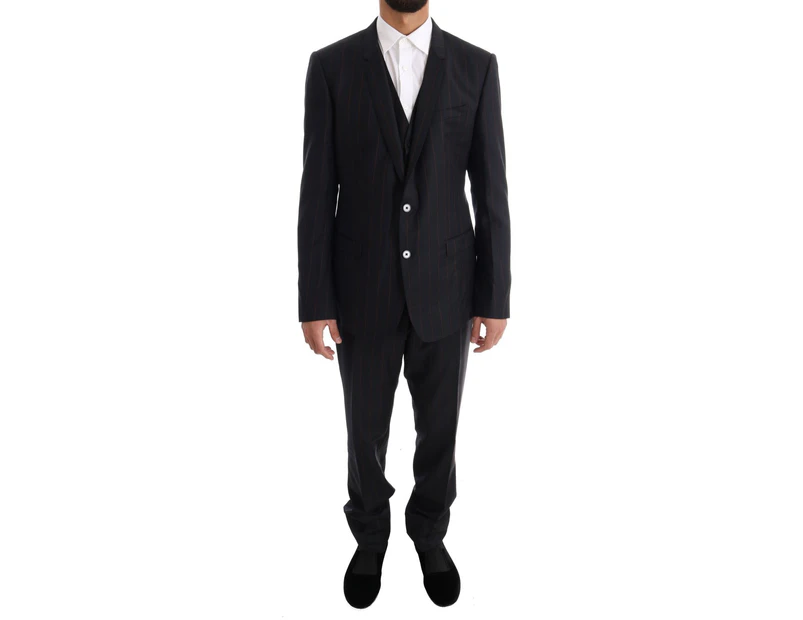 Dolce & Gabbana Blue Striped Single Breasted 3 Piece Suit