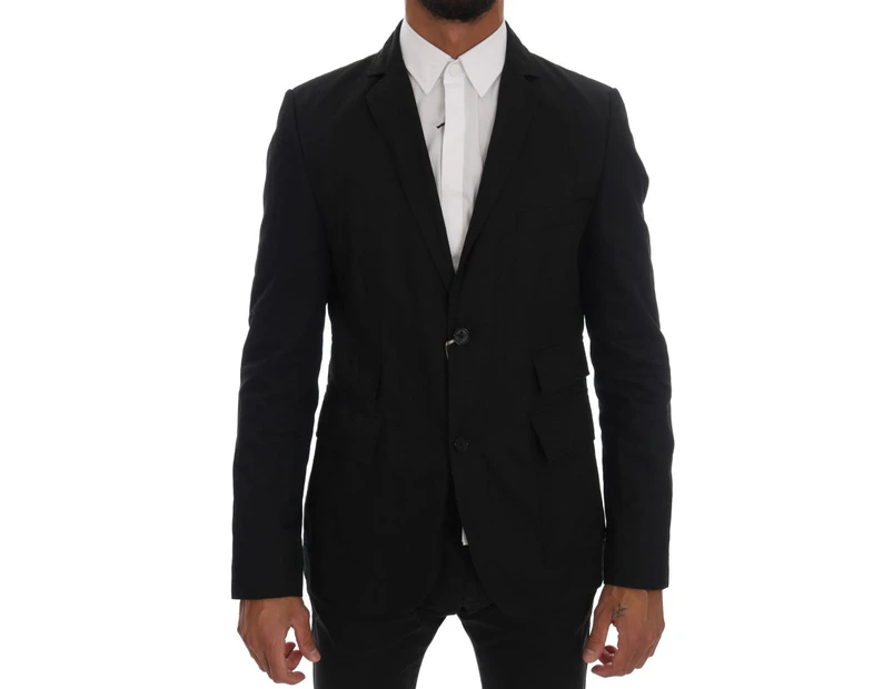 Daniele Alessandrini Black Cotton Slim Fit Blazer Jacket Men Clothing Blazers