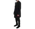 Dolce  Gabbana Black Wool Stretch 3 Piece Two Button Suit