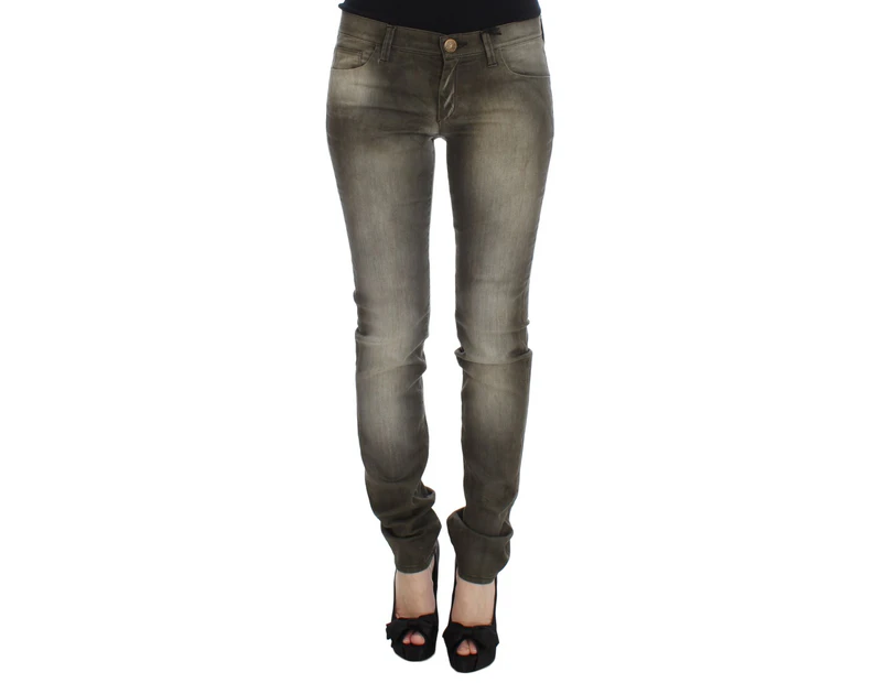 Ermanno Scervino Gray Wash Cotton Blend Slim Fit Jeans Women Clothing Jeans & Pants