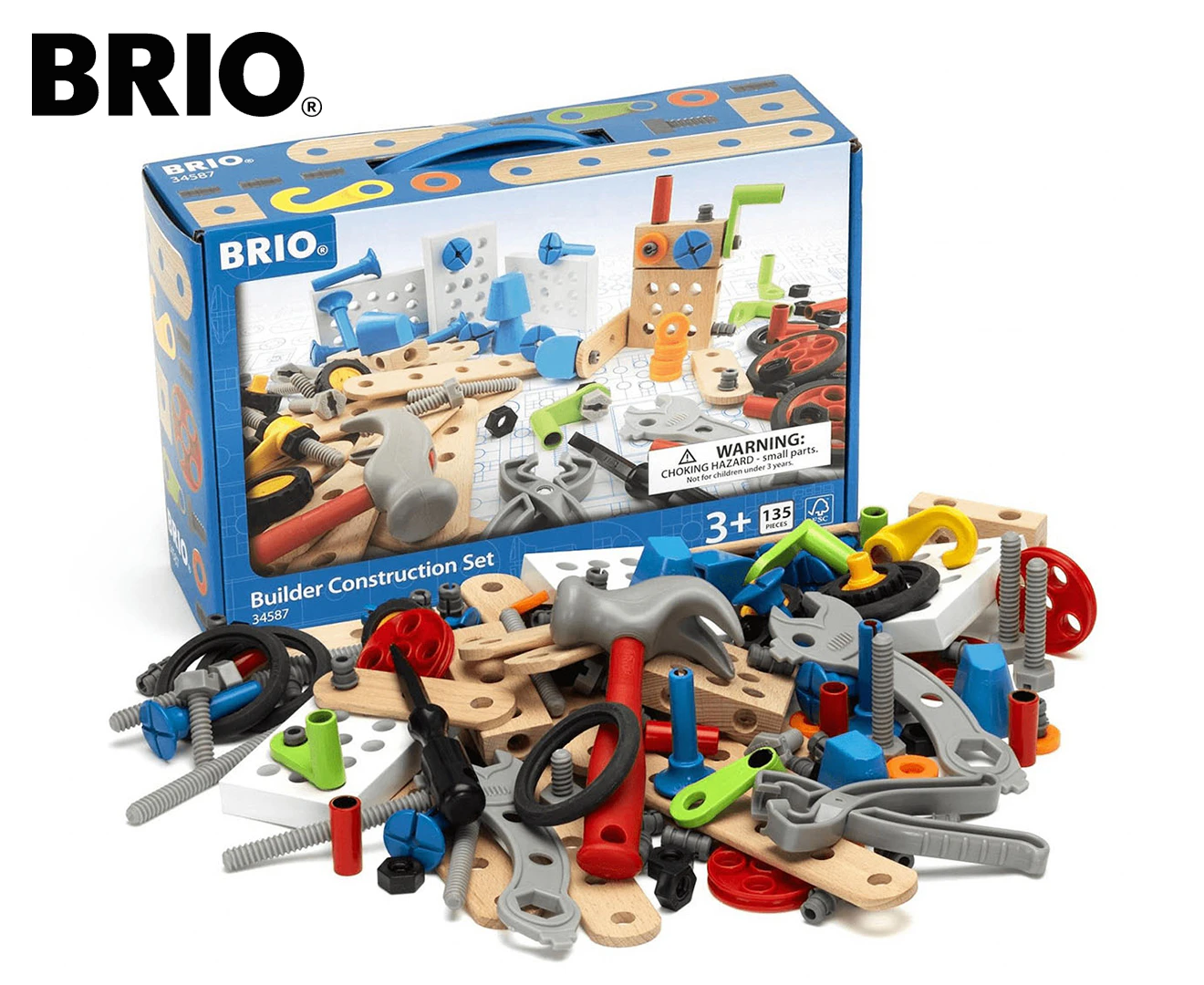 136pc Brio Builder - Construction Kids/Childrens Wooden Play Toy Set 3Y+