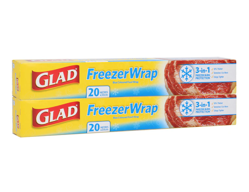 2 x Glad Freezer Wrap 20m x 30cm