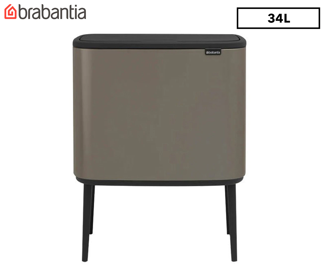 Brabantia 11/23L BO Touch Dual Bin - Platinum (Recycling w/ Inner Buckets 11L & 23L)