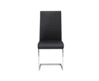 Modern PU Leather Chair with Chrome Legs (Black)