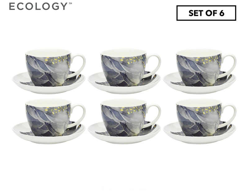 6 x Ecology 430mL Paradiso Cup & Saucer Set - Cockatoo