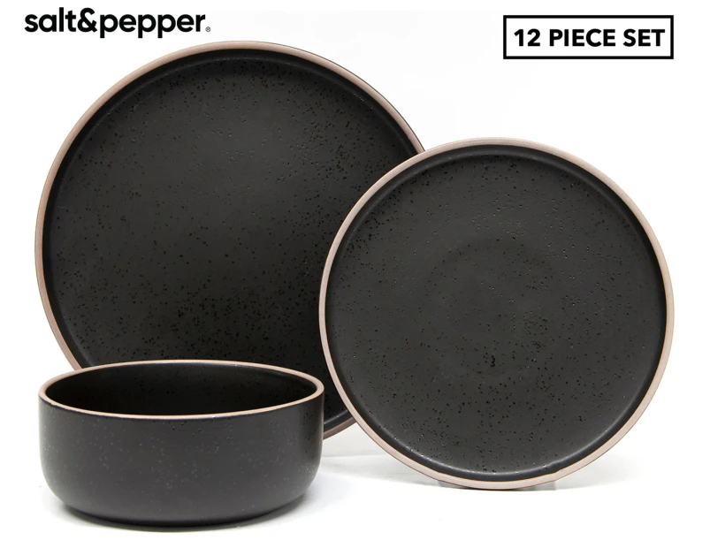 Salt & Pepper 12-Piece Hana Dinner Set - Black