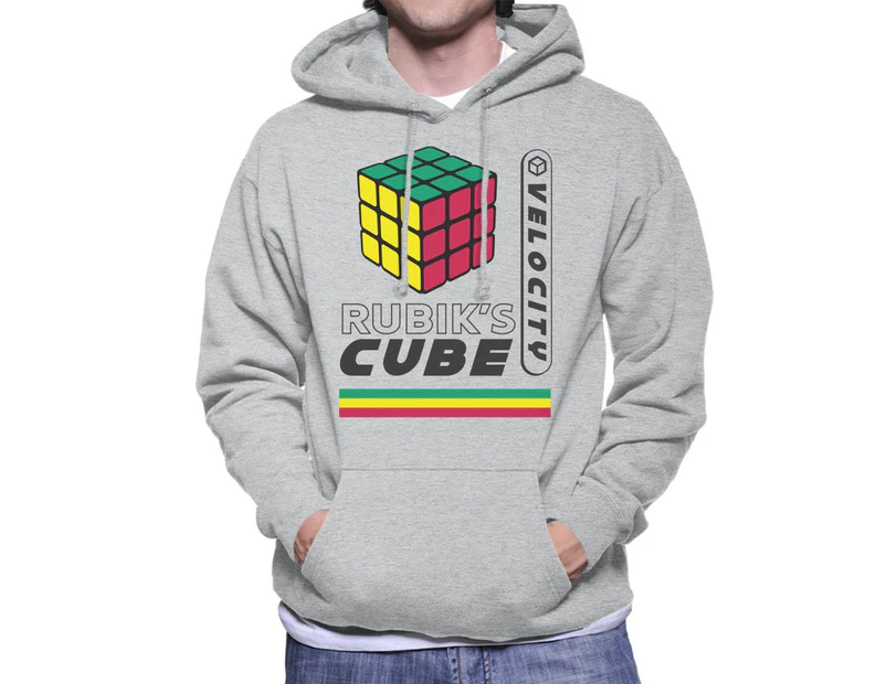 Rubik's Velocity Retro Men's Hooded Sweatshirt - Heather Grey