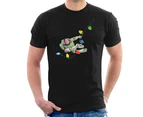 Disney Toy Story Buzz Lightyear Christmas Light Swing Men's T-Shirt - Black