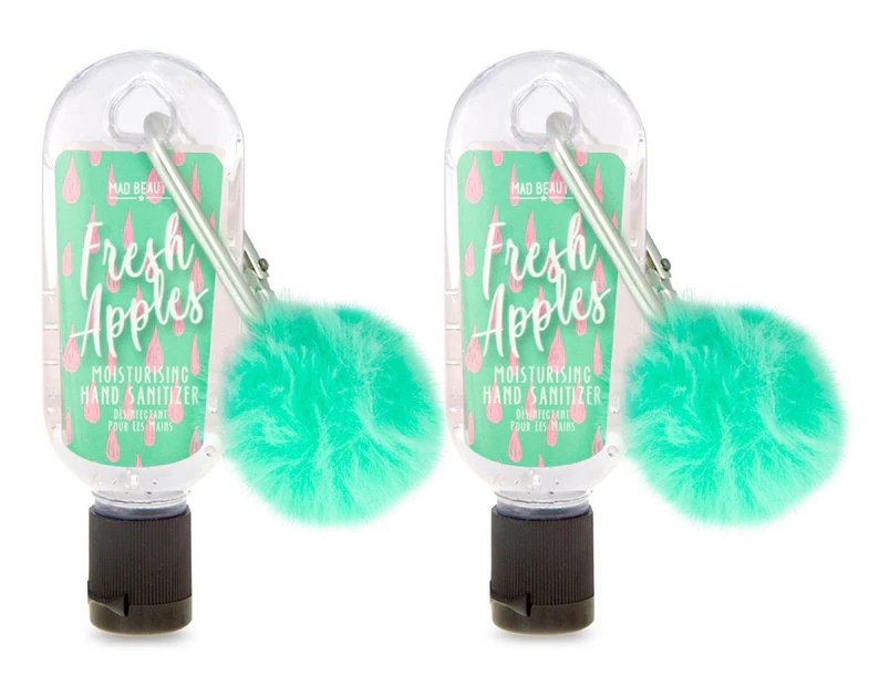 2 x Mad Beauty Green Pom Pom Hand Sanitiser Apple 30mL