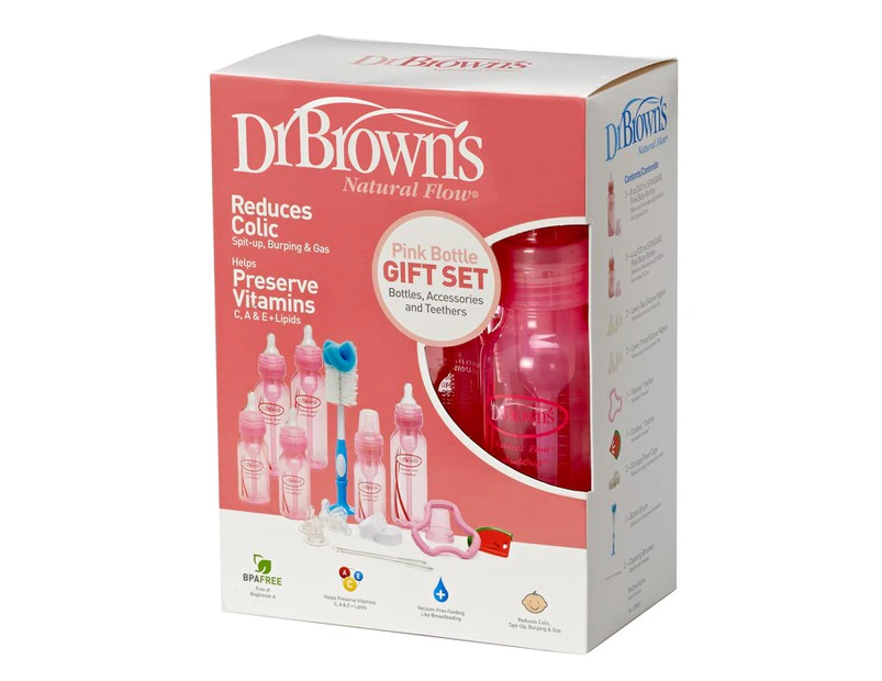 Dr Brown's Pink Narrow Neck Bottle Gift Set