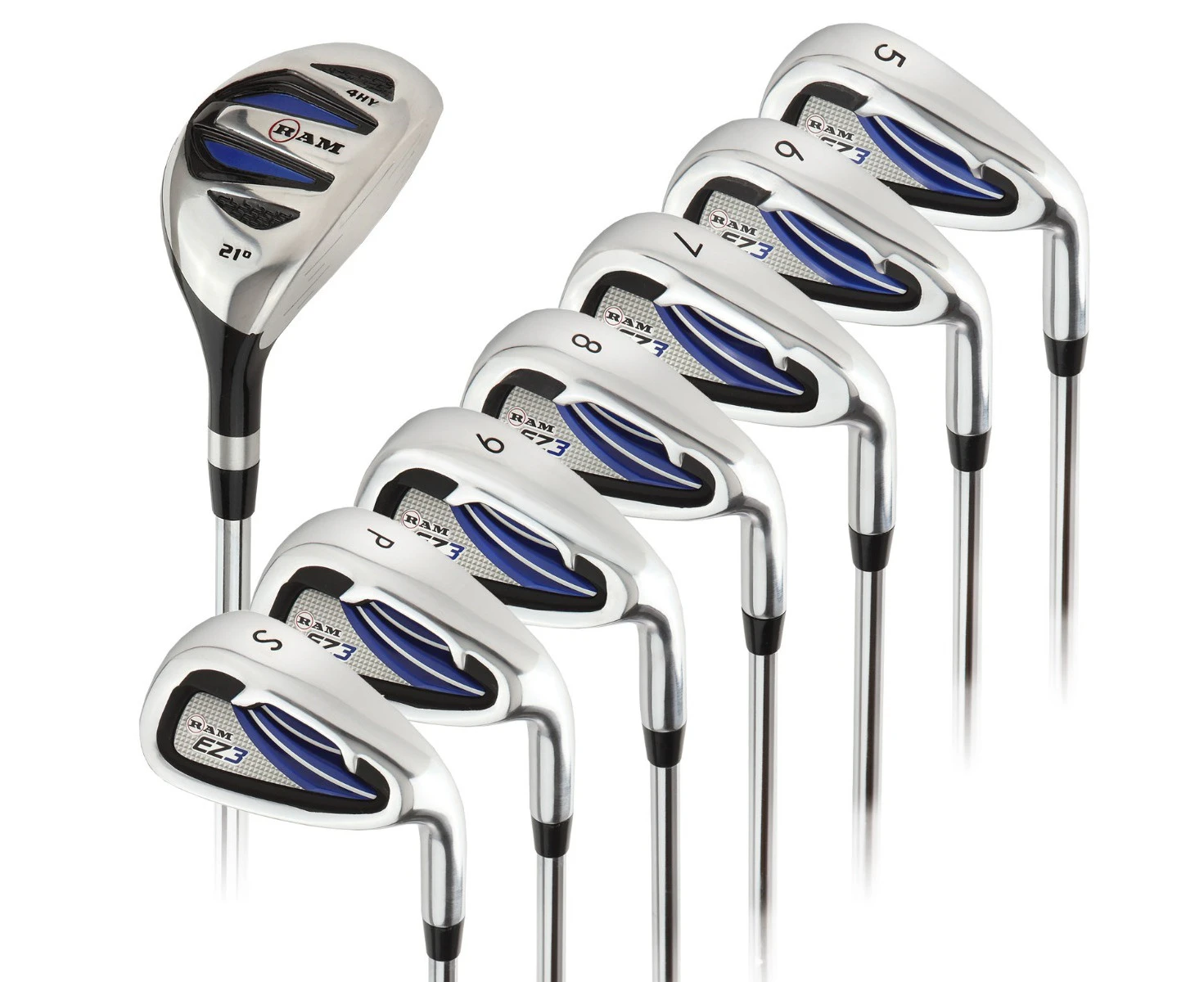 Ram Golf EZ3 Mens Right Hand Iron Set 5-6-7-8-9-PW-SW - HYBRID INCLUDED