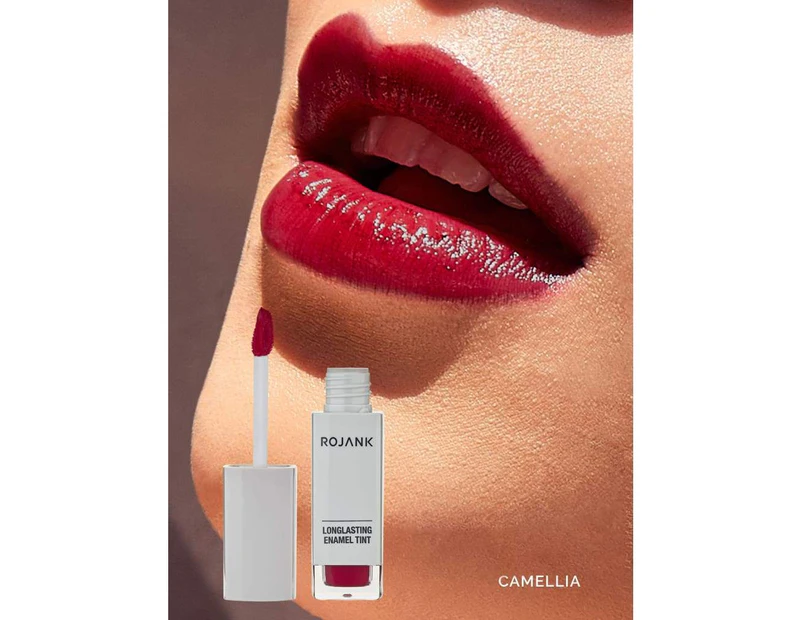 Rojank Korean Beauty Long-Lasting Enamel Tint Liquid Satin Lipstick - Camellia Burgundy