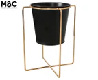 Maine and Crawford 23cm Cors Metal Pot Plant & Stand - Gold