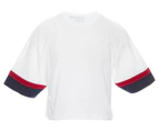 Fila Women's Kae Boxy Cropped Tee / T-Shirt / Tshirt - White/Peacoat/Red
