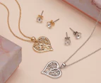 Mestige Tender Tree Of Life Necklace & Earrings Set w/ Swarovski® Crystals - Silver