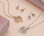 Mestige Tender Tree Of Life Necklace & Earrings Set w/ Swarovski® Crystals - Gold