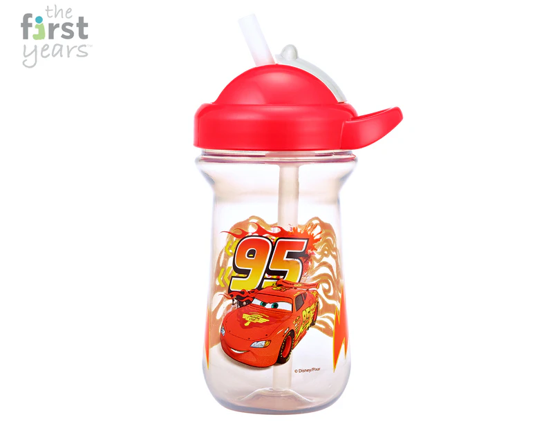 The First Years 296mL Flip Top Straw Cup - Cars