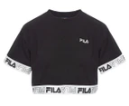 Fila Women's Zena Boxy Cropped Tee / T-Shirt / Tshirt - Black