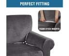 Original Stretch Velvet Plush Sofa Cover Slipcover, Rich Thick Velvet Slip Resistant Stylish Modern Furniture Cover Couch Covers, 1/2/3/4 Seater, Grey - Grey 2