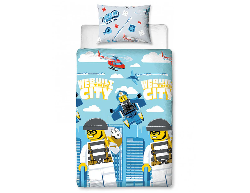 LEGO® City On The Run Reversible Single Bed Quilt Cover Set - Multi
