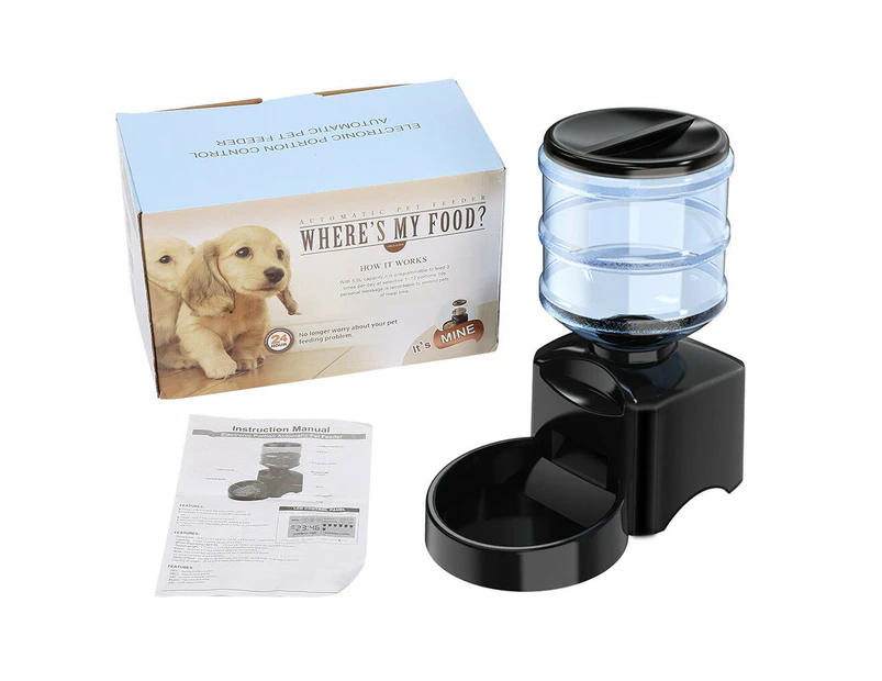 WACWAGNER 5.5L Automatic Pet Feeder Dog Cat Food Bowl Timer Auto Program Digital Display