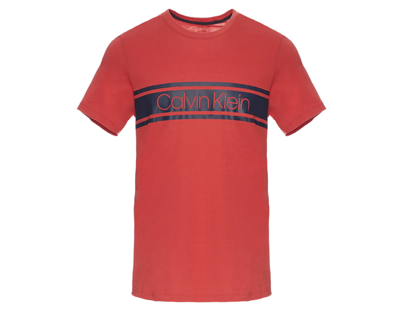 Calvin Klein Men's Vibration Crew Tee / T-Shirt / Tshirt - Baked Apple/Navy