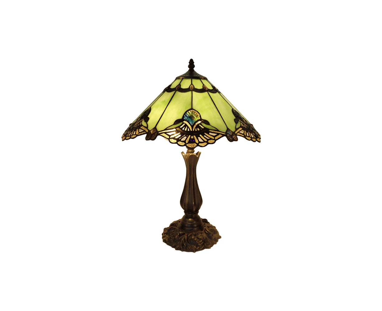 Large Benita Leadlight Tiffany Table Lamp Jade