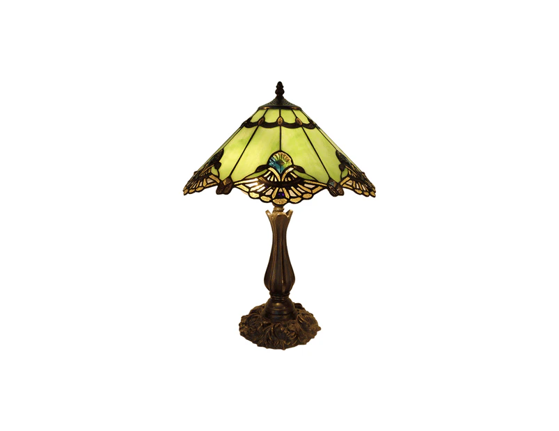 Large Benita Leadlight Tiffany Table Lamp Jade