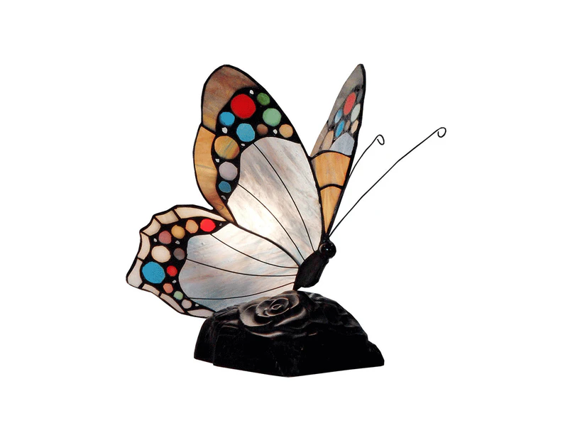 Spotted Butterfly Tiffany Table Lamp Blue
