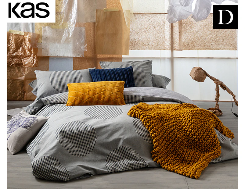 KAS Sitra Double Bed Quilt Cover Set - Denim