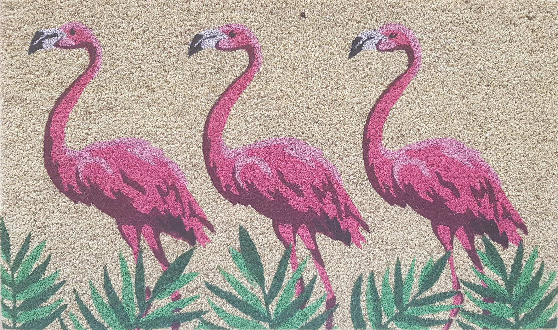 Solemate PVC Backed Coir Flamingos 45x75cm Slimline Outdoor Stylish Doormat