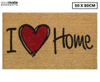 Solemate 50x80cm I Love Home Coir Doormat - Natural/Black