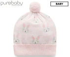 Purebaby Baby Bunny Knit Beanie - Pink