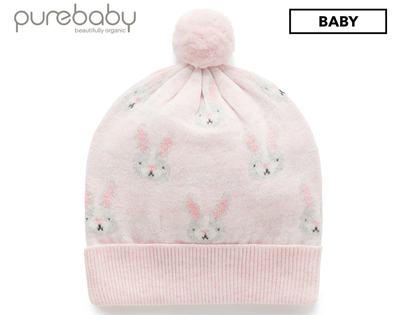 Purebaby Baby Bunny Knit Beanie - Pink
